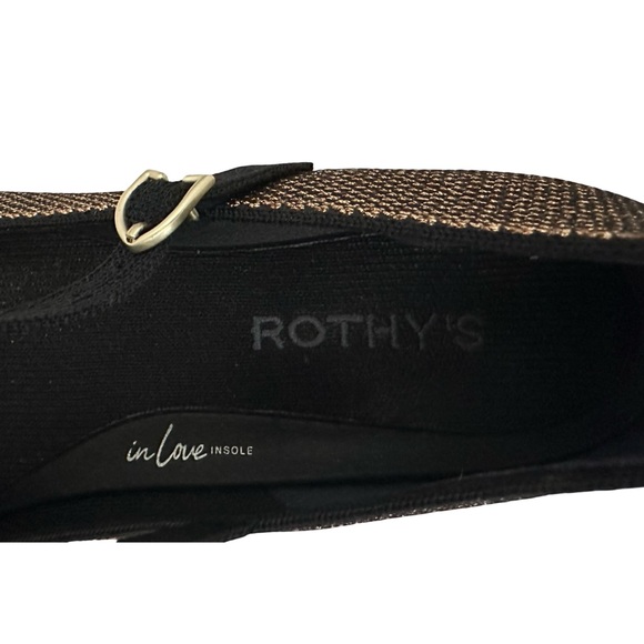 Rothy's T-Strap Mary Jane Flats Bronze Black Metallic Knit Women's Size 9 - Picture 9 of 10